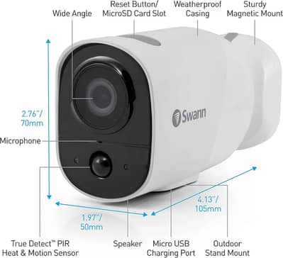 Swann Xtreem Wire-Free Security Camera 1080p Full HD Indoor & Outdoor