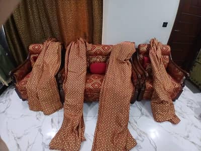 Sofa set,  with matching Curtains . .