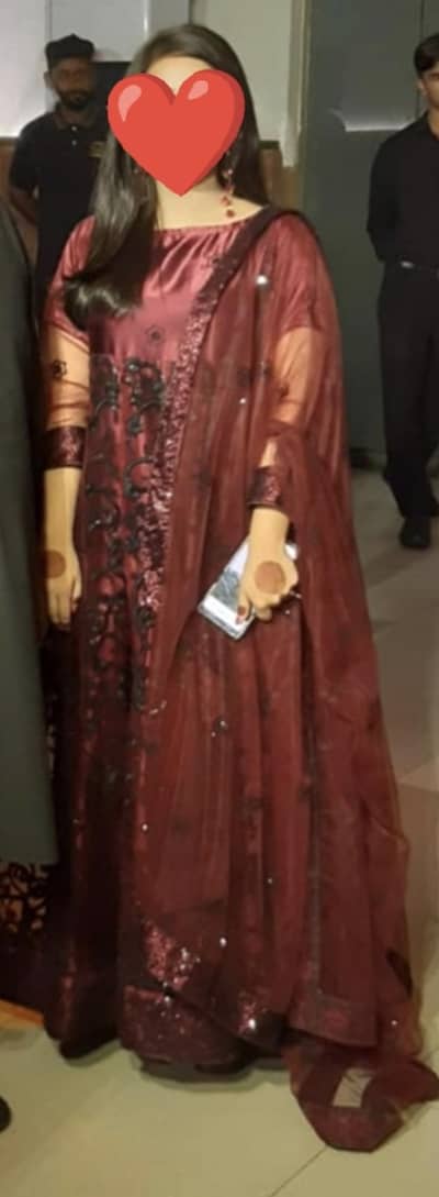Elegant mahroon heavy fall Maxi