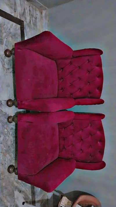 Beautiful Maroon Velvet Sofa Set for Sale