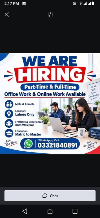 MALE AND FEMALE STAFF ARE REQUIRED