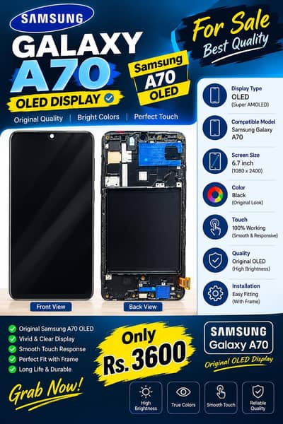 Samsung Galaxy A70 OLED Display – Original Quality |