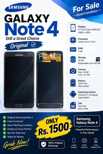 Samsung Galaxy Note 4 Original OLED Display/Panel