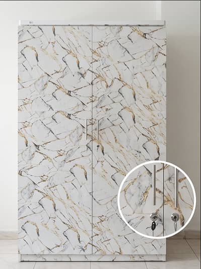 2 Door Marble Almirah 6x4 ft on Wheels, Lock & Drawer | 9.5/10