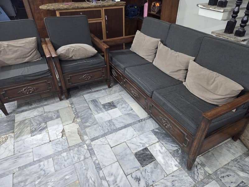 solid wood 5 seater sofa set 0