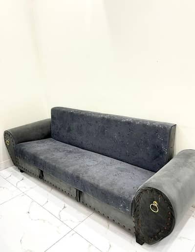 bed dressing with side tables n 3 seater sofa cum bed