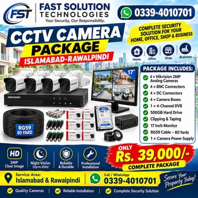 HIKVISION 4 CAMERA PACKAGE 2MP ANALOG