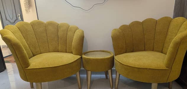 Two Coffee Chairs with Mini Table – Stylish & Excellent condition