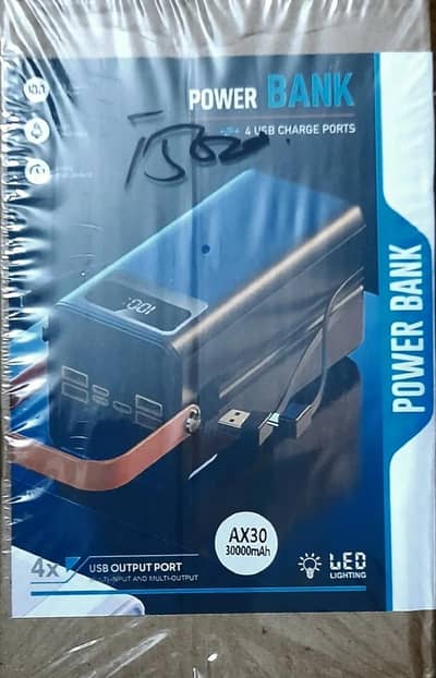 30000mAh Power Bank | 22.5W Fast Charging | LED Display | 4 USB Ports