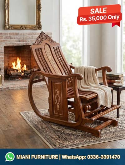 Solid Sheesham Rocking Chair - Handmade Carving - Urgent Sale 35000