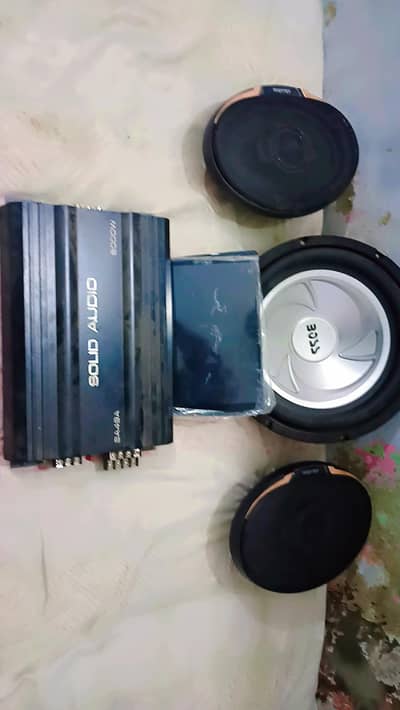 Car complete sound system with LCD and wooden box petti