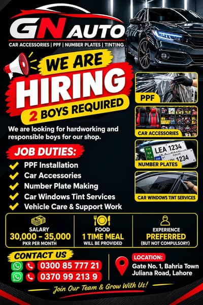 Worker FOR PPF  AND DETAILING AND TINT SERVICE
