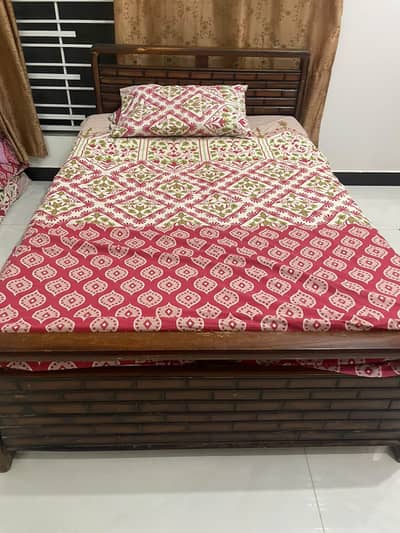 Single Wooden Bed with Mattress