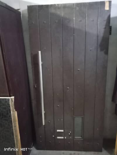 glass with wood door