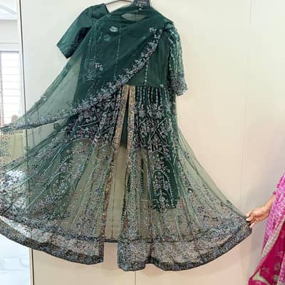 bottle green color long maxi