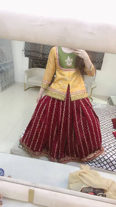 Beautiful Mehndi dress / blouse with velvet lehanga