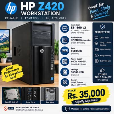 HP Z420 | Xeon E5-1660 v2 | 8GB RAM | 512GB HDD | 600W PSU