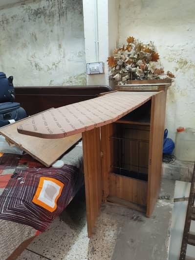 Wooden iron stand with cabinet