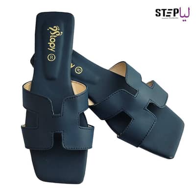 Women’s Black rexine casual slippers