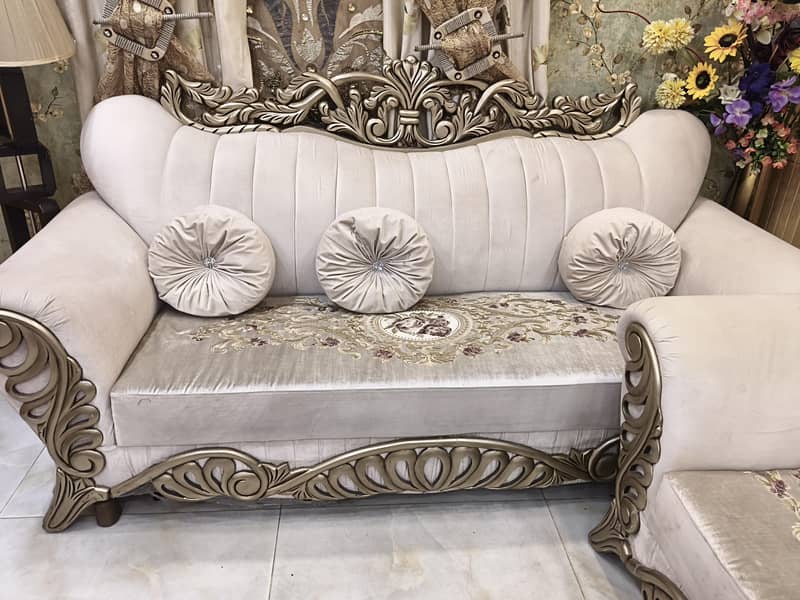off white embroidered sofa set 0