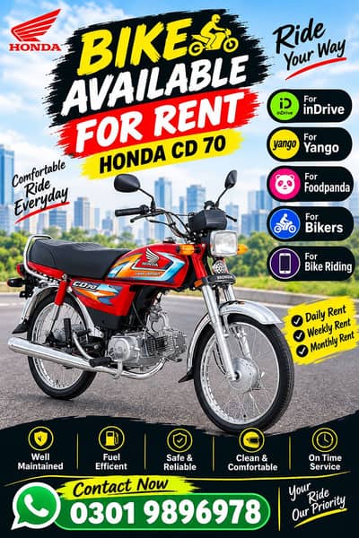 Need Drivers For Bike Riding For Indrive Yango Foodpanda Bykea