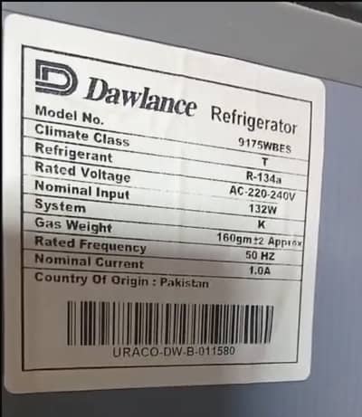 Dawlance Refrigerator 9175WBES – Excellent Condition