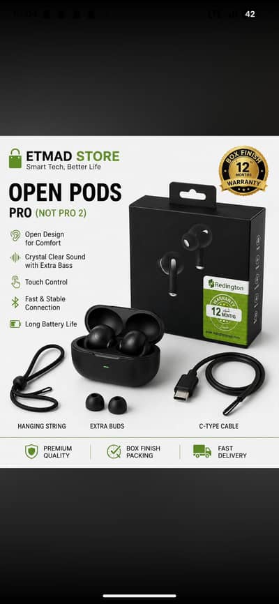 Earbuds Pro 2 Black Mat Finishing Cash On Delivery