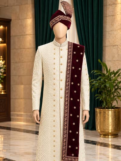 Premium Groom Sherwani Full Package Excellent Condition