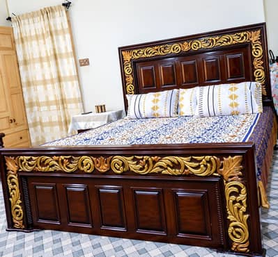 Bed with side table