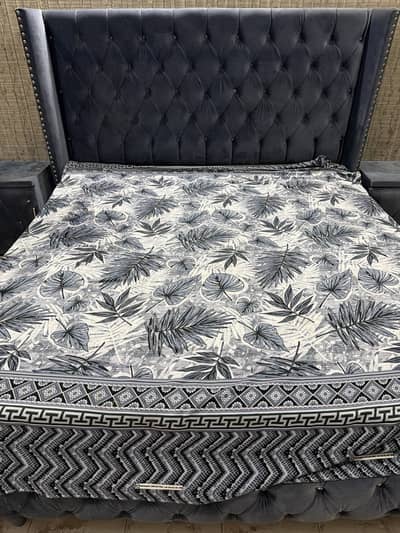 Grey velvet bed