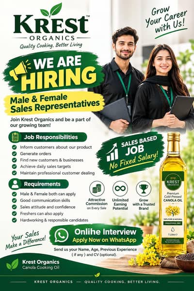 Male & Female Sales Representative Required - Commission Based