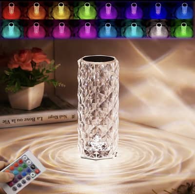 Premium 16 Color Rose Crystal Diamond Lamp - Touch & Remote Control