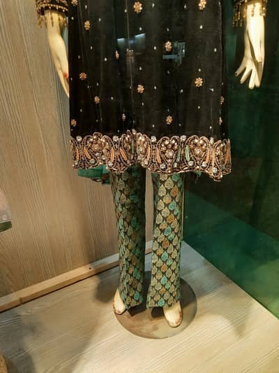 3 pc velvet frock with heavy hand work