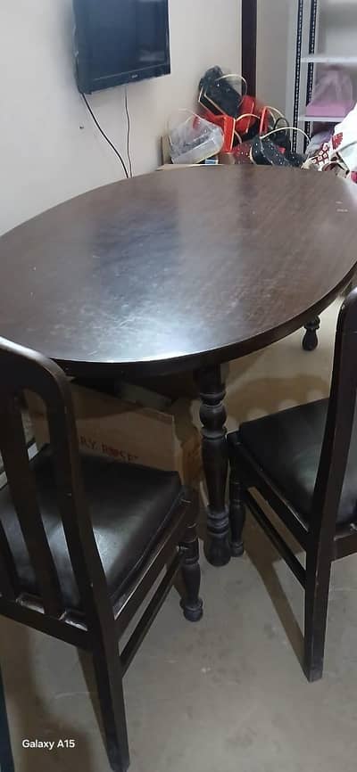 wood dining table with 6 chairs
