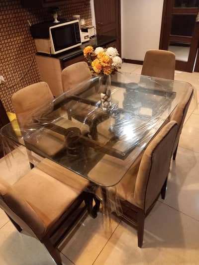 dining table with six chsirs