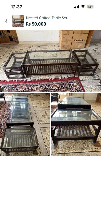 Coffee table set pure shesham wood