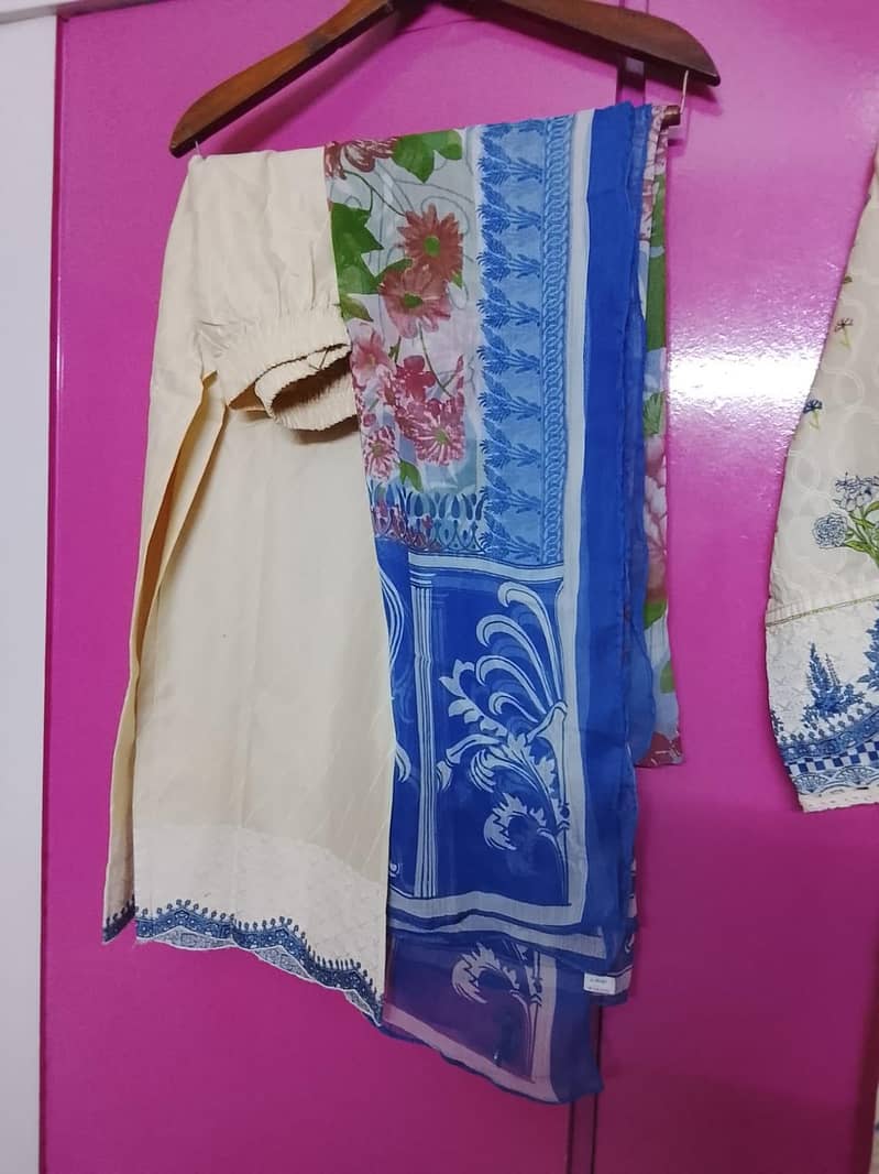 3 pc Lawn and 3 pc chiffon suit Each suit costs 3000 1