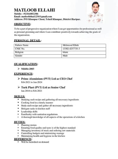 Need cooking job ya office cooking job