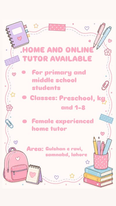 Female home and online tutor