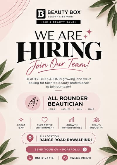 Hiring All-Rounder Beautician FEMALE ONLY – Beauty Box Salon