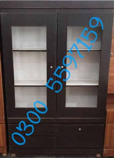 2 door showcase 6/4ft, crockery almari, bookcase, rack, bedroom furnit