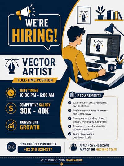 Vector Artist Required – Adobe Illustrator MUST | 30K–40K Salary
