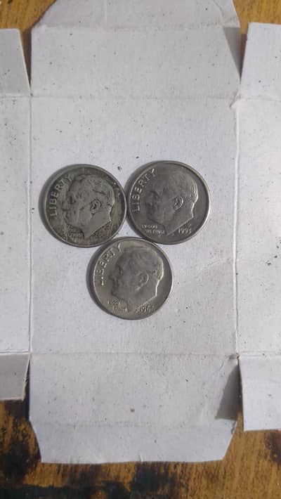 USA one dime 3 coins 1966 1993 2003