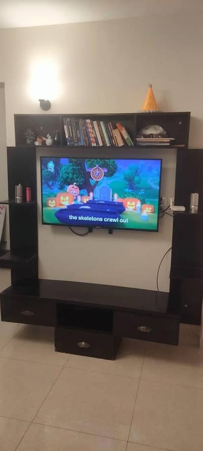 Large Wooden TV Unit / Wall TV Rack – Good Condition
