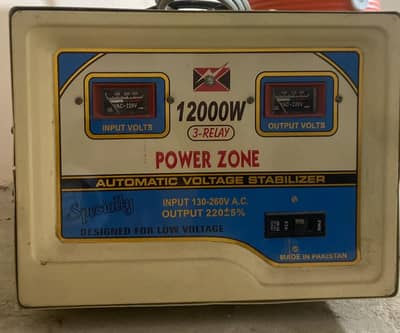 Power Zone 1200W Automatic Voltage Stabilizer | 130-260V | 220V Output