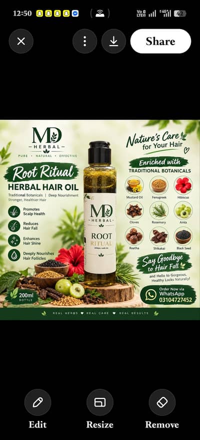 MD Herbal Natural Hair Oil | Herbal Hair Care Oil