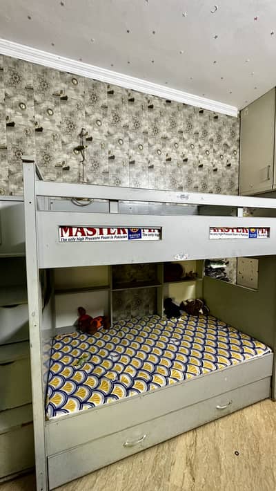 Kids Wooden Triple Bunker Bed