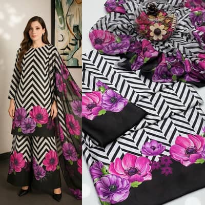 Silk Digital Printed 3pc-Unstitched