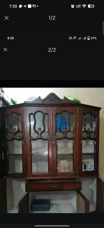 ShowCase Devider 4 Doors 2 Pieces original and chipboard wood