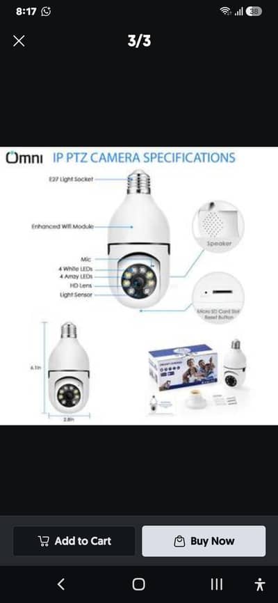 360° WiFi Bulb CCTV Security Camera – V380 Pro